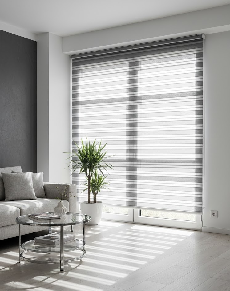 Translucent, Dark grey Zebra Blinds - Image 2