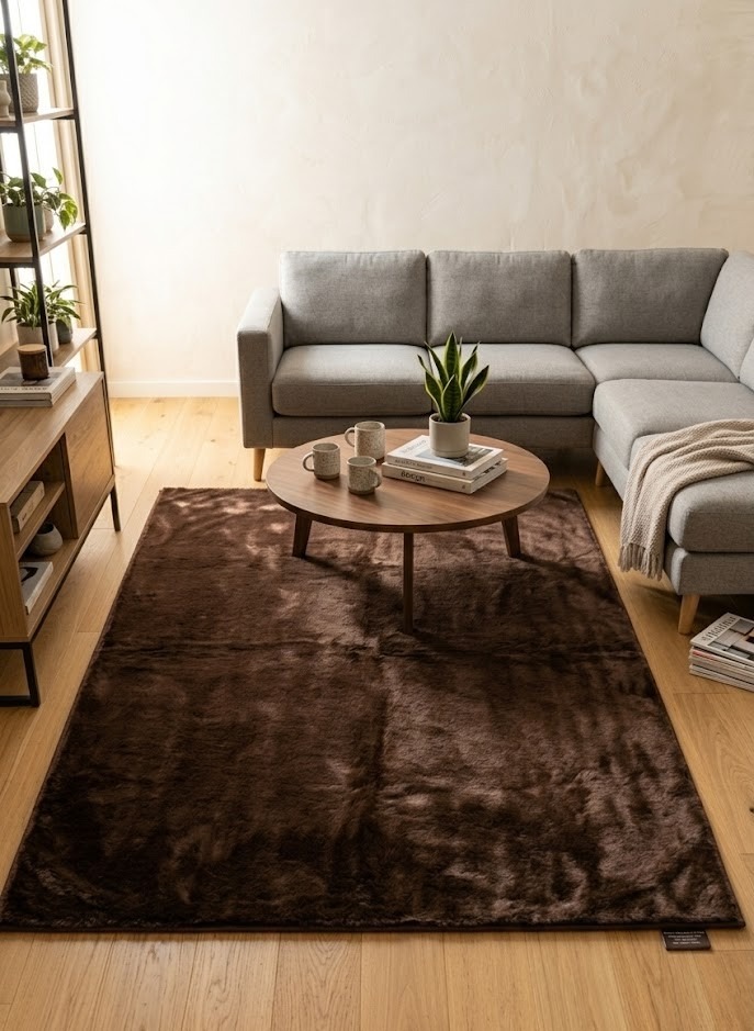 Chocolate Brown Faux Fur Carpet