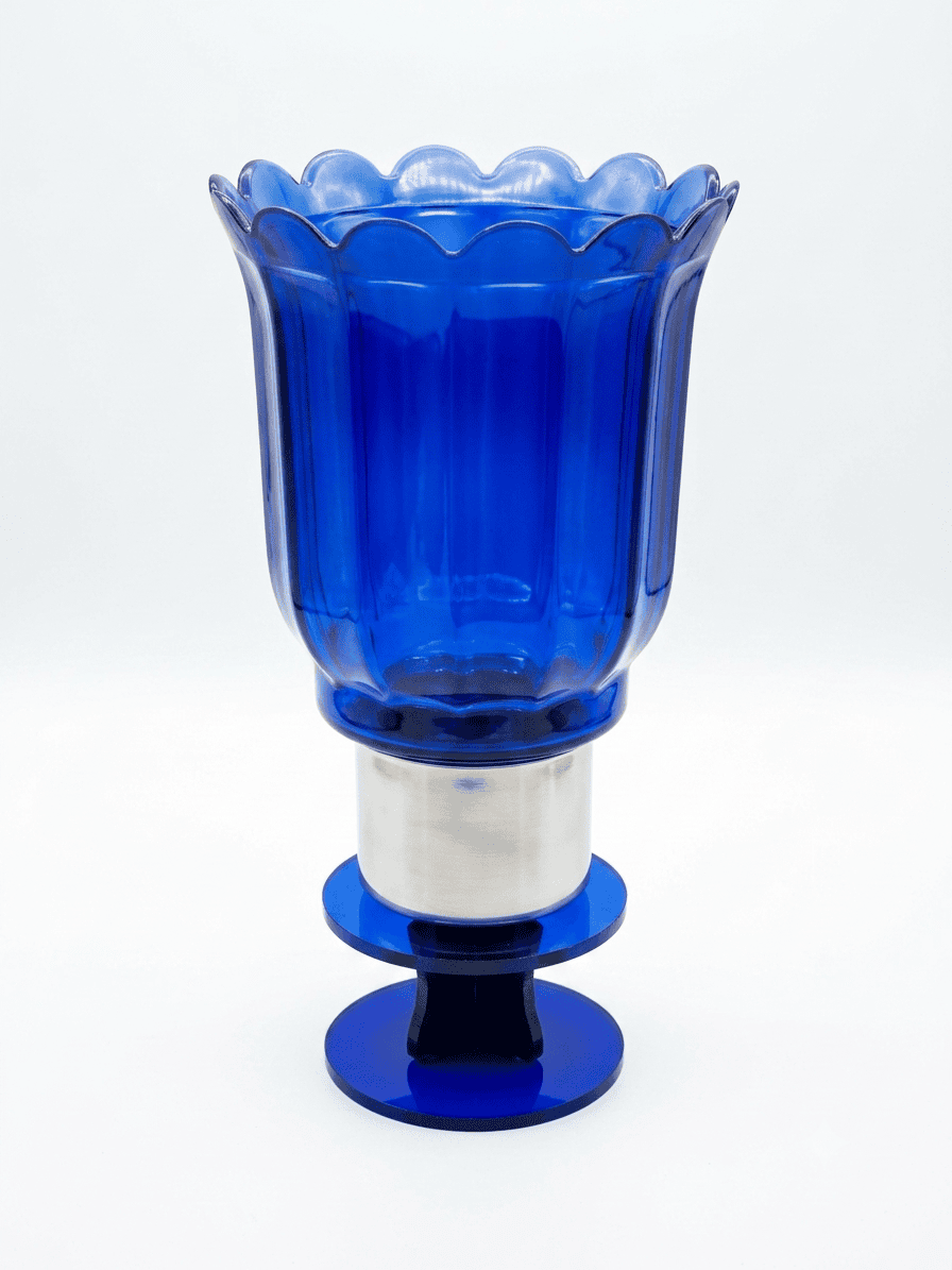 Deep cobalt blue glass Candle Stand
