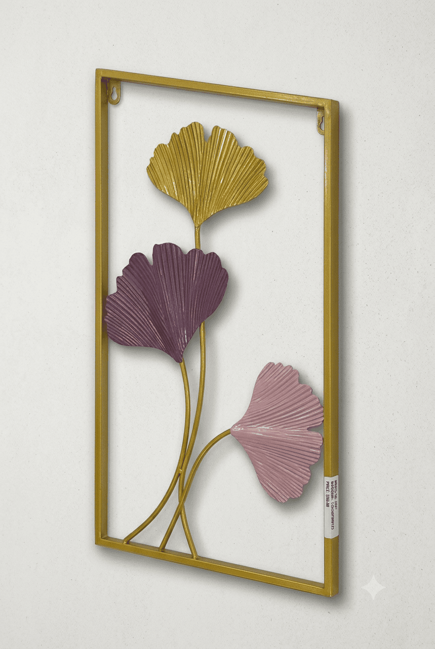 3D Metallic Ginkgo Leaf Wall frame