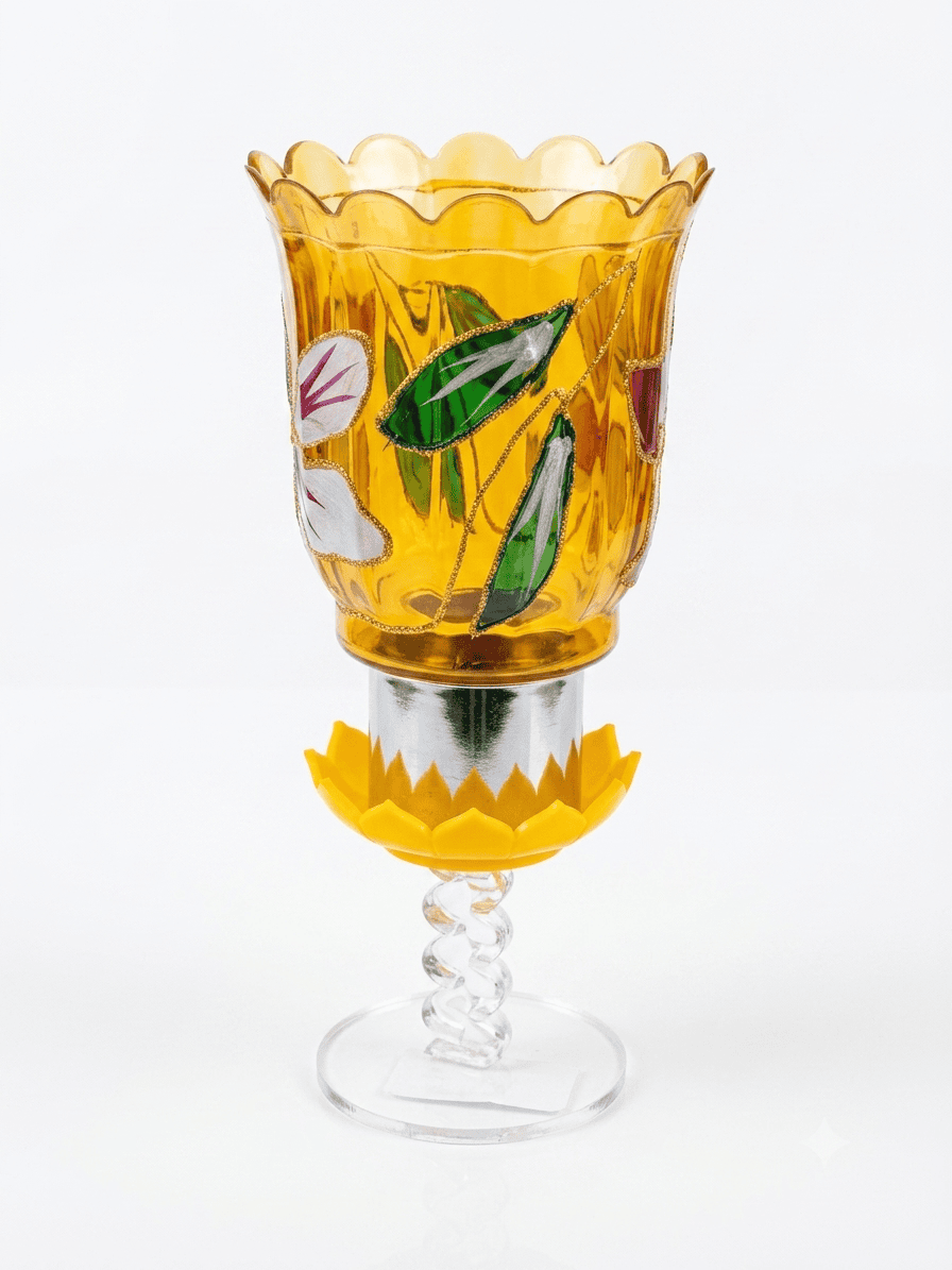 Handcrafted yellow Glass Candle stand