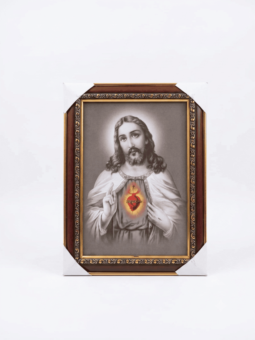 Sacred Heart of Jesus B/W photo frame