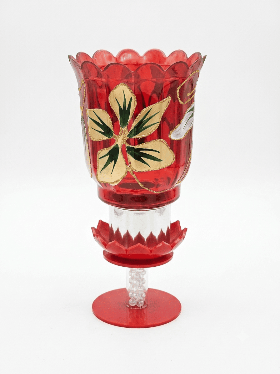 Handcrafted Red Glass Candle Stand
