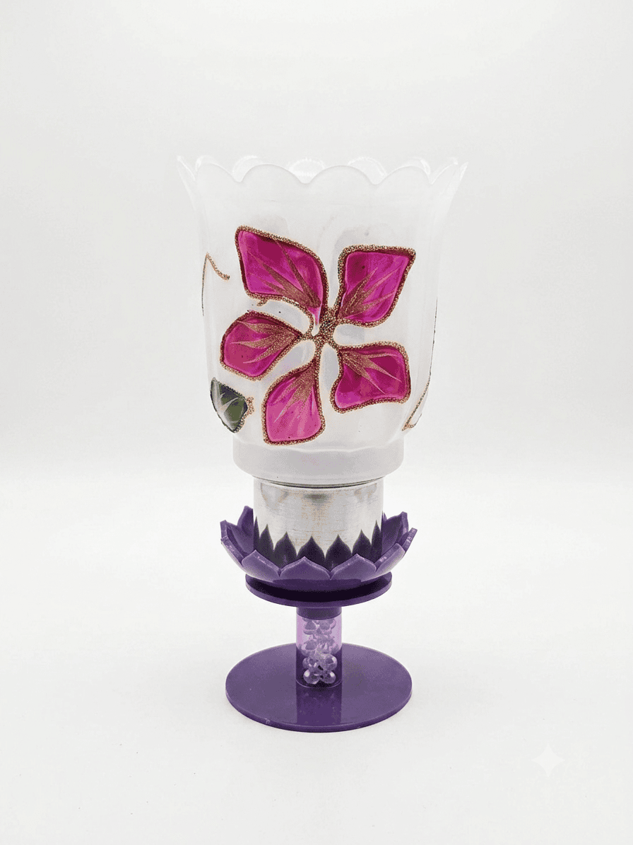 Hand-Painted Floral Goblet Candle Stand