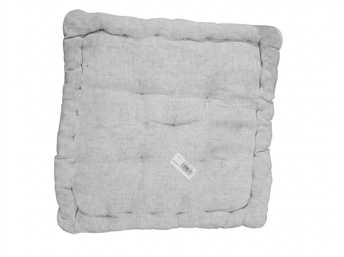 Tufted Natural Off-White Linen Chair Pad Cushion