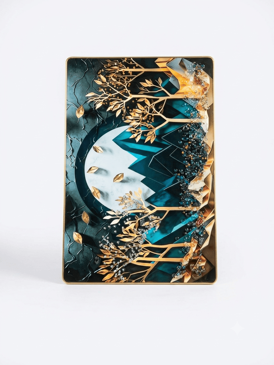 Abstract Gold & Gemstone Forest photo frame